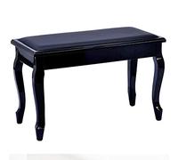 METTEOR Taburete de Piano de Madera Maciza con Banco para Teclado, Doble, con estantería y Tres Patas (Negro, 75 x 34 x 49 cm)