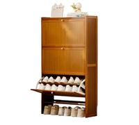 METTEOR Zapatero de bambú con Puertas Plegables - Gran Entrada, Almacenamiento de Varios Niveles para pasillos o dormitorios Estrechos - Elegante y Funcional (B 70 x 120 cm)