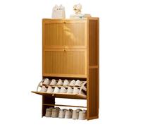 METTEOR Zapatero de bambú con Puertas Plegables - Gran Entrada, Almacenamiento de Varios Niveles para pasillos o dormitorios Estrechos - Elegante y Funcional (A 50 x 120 cm)