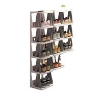 METTEOR Zapatero Estrecho Nizer, Estante de plástico Multicapa para Pasillo y Sala de Estar, Soporte para Zapatos Que Ahorra Espacio, Unidad de exhibición de Calzado (Gris E)