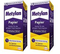 Metylan Pasta para papel pintado Metylan Papier, pasta fuerte para papel pintado ligero, normal y pesado, 1 x 125 g de pasta para empapelar y hacer manualidades sin conservante (Paquete de 2)