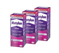Metylan Pegamento para papel pintado no tejido con reverso liso o texturizado, fácil de usar, pegamento de alto rendimiento, 3 x 180 g