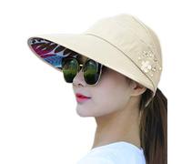 Metyou YEKEYI - Sombreros de sol para mujer, sombrero de verano para exteriores, protección UV, visera de playa, gorras plegables, beige, Talla única