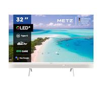 Metz 32 Pulgadas QLED Smart TV Portátil, 32MQE7100Z Google Television, HD, HDR10, 2x10W Potentes Altavoces Frontales, DBX, Dolby Audio, USB-C, Chromecast, Trabajar con Google Assistant, Blanco, 80cm