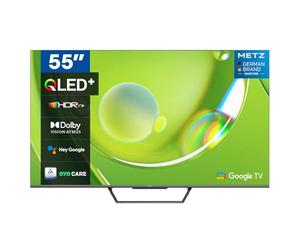 Metz 55" QLED 4K UHD Smart TV, 55MQD7500Z Google TV con Dolby Vision y HDR10+, Dolby Audio y DTS Studio Sound, Chromecast, Control por Voz, Google Assistant, sintonizador DVB-T/-T2/-C/-S/-S2, Ci+