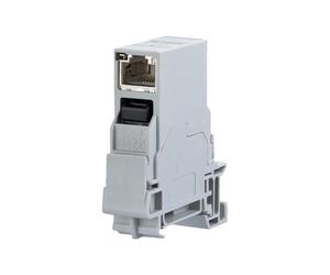 Metz BTRNETCOM - Toma de red doble hembra para riel DIN Cat 6 RAL7035