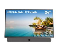 Metz TV Portable 24 Pouces (60 cm) Smart Google TV FHD Avec Batterie Intégrée Poignée HDR 10 Chargeur Voiture 12V Ecran Anti-reflet Dolby Audio HDMI USB Bluetooth Wi-FI (24MPE7000 Blanc)