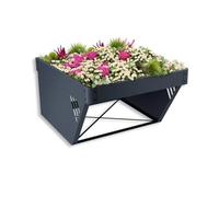 Metzler Garaje para robot cortacésped de metal con techo para plantas en color gris antracita, estructura de acero robusta para robot cortacésped, resistente a la intemperie, garaje para robot