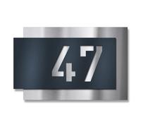 Metzler número de casa personalizado en acero inoxidable - Placa en antracita RAL 7016 - Placa de puerta con número recortado con láser - Resistente a arañazos y robusta - Made in Germany - Efecto 3D