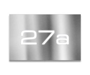 Metzler Placa LED con números 3D e iluminación blanca fría, antracita mate, resistente a la intemperie, de acero inoxidable, 31 x 20 cm, plana, 0,5 W, eficiencia energética, V2A, ideal para montaje en