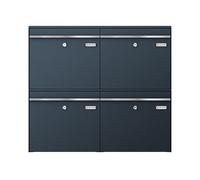 Metzler Sistema de buzón para 4 partes, montaje en pared, con recubrimiento en polvo en gris antracita RAL7016, con placas de nombre intercambiables, moderno y resistente a la intemperie