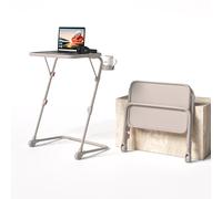 MEUBLE Cosy Escritorio Plegable Mesa Auxiliar con Altura Ajustable Sin Montaje para Ordenador Sofá Ahorro de Espacio Bandeja Cama Mesita Soportes de Regazo en Forma de Z, Beige