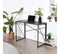 MEUBLE Cosy Escritorio Plegable, Mesa para Ordenador con Estructura de Acero, para Home Office, Oficina y Espacios Pequeños, Balcón o Camping, Marrón Oscuro