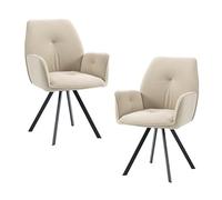 MEUBLE COSY Juego de 2 Sillas de Comedor Giratorias 360° Escandinavas Sillón Tapizado en Terciopelo con Respaldo y Brazos para salón Cocina Oficina, Patas de Metal, Beige, 60x62x87.5cm