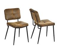MEUBLE COSY Juego de 2 Sillas de Comedor Vintage Tapizadas en Gamuza sin Reposabrazos con Patas Metal para Cocina Salón Dormitorio