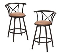 MEUBLE COSY Juego de 2 taburetes de bar con altura giratoria, con reposapiés acolchado, respaldo y cojín