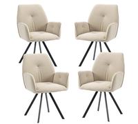 MEUBLE COSY Juego de 4 Sillas de Comedor Giratorias 360° Escandinavas Sillón Tapizado en Terciopelo con Respaldo y Brazos para salón Cocina Oficina, Patas de Metal, Beige, 60x62x87.5cm