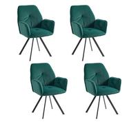 MEUBLE COSY Juego de 4 Sillas de Comedor Giratorias 360° Escandinavas Sillón Tapizado en Terciopelo con Respaldo y Brazos para salón Cocina Oficina, Patas de Metal, Verde, 60x62x87.5cm