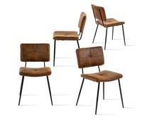 MEUBLE COSY Juego de 4 Sillas de Comedor Vintage Tapizadas en Gamuza sin Reposabrazos con Patas Metal para Cocina Salón Dormitorio Oficina, Marrón
