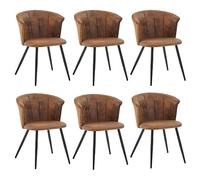 MEUBLE COSY Juego de 6 Sillas de Comedor Vintage Sillón Tapizado en Gamuza con Reposabrazos Patas Metálicas para Cocina Salón