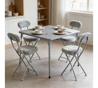 MEUBLE Cosy Juegos de Comedor Mesa Plegable con 4 Sillas, Set de Muebles de Cocina Ahorro Espacio, Sin Montaje, Gris