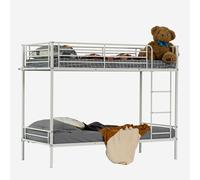MEUBLE COSY Litera Marco de Cama Infantil 90x190cm de Metal con Escalera y Somier de Listones Estructura Tubular para Niño Dormitorio Casa, Estilo Industrial, Blanco