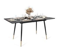 MEUBLE Cosy Mesa de Comedor Extensible para 4-6 Personas Estilo Industrial Estructura de Acero para Sala de Estar y Cocina, Negro y Dorado, 120-160x80x75cm