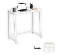 MEUBLE Cosy Mesas de Ordenador Plegable Escritorio para Ahorrar Espacio Oficina Hogar Estudio, Estructura de Acero, Montaje Sencillo, Blanco, 80x40x74cm
