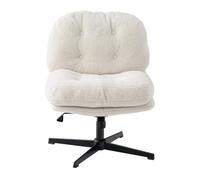 MEUBLE COSY Silla de Oficina ergonómica con Altura Regulable, función basculante giratoria 360°, para Oficina, Tela Bouclé, Color Blanco