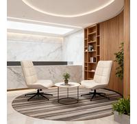 MEUBLE Cosy Silla de Recepción Giratoria con Respaldo Alto, Silla de Reunión Visita Cómoda en Tela Suave con Base Metálica, Beige