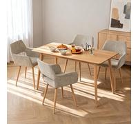 MEUBLE COSY Sillas de Comedor Juego de 4 con Reposabrazos, Sillas Cocina Nórdica, Asiento Acolchado en Tela Suave, Patas Metal, Beige