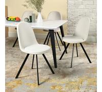 MEUBLE Cosy Sillas de Comedor Juego de 4 Giratorias 360°, Silla de Cocina Escandinavo Tapizado en Tela con Respaldo, Patas de Metal, Beige