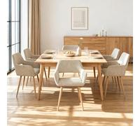 MEUBLE Cosy Sillas de Comedor Juego de 6 con Reposabrazos, Sillas Cocina Nórdica, Asiento Acolchado en Tela Suave, Patas Metal, Beige