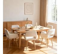 MEUBLE Cosy Sillas de Comedor Juego de 6 con Reposabrazos, Sillas Cocina Nórdica, Asiento Acolchado en Tela de Bucle, Patas Metal, Crema