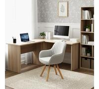 MEUBLE Cosy Sillas de Escritorio Sillones de Oficina Giratoria con Reposabrazos para Estudio en Tela, Beige