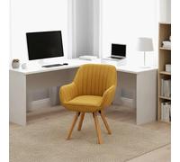 MEUBLE Cosy Sillas de Escritorio Sillones de Oficina Giratoria con Reposabrazos para Estudio en Tela, Amarillo