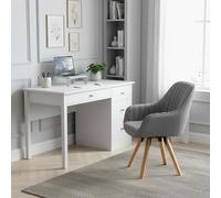 MEUBLE Cosy Sillas de Escritorio Sillones de Oficina Giratoria con Reposabrazos para Estudio en Tela, Gris