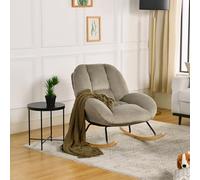 MEUBLE Cosy Sillas Mecedora Escandinavo Especial Lactancia Sillón Relax para Salón Dormitorio Lectura Sala de Estudio, Asiento Extra Ancho en Tela de Pana, Gris