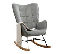 MEUBLE Cosy Sillas Mecedora Escandinavo Sillón Relax Especial Lactancia para Salón Dormitorio Balcón Sala de Estudio, Tela, Madera Haya, Metal, Gris