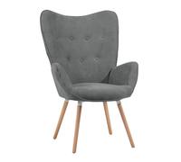 MEUBLE COSY Sillones de Salón Butaca Nórdica Sillón Acolchado con Reposabrazos y Patas de Madera, Gris, 68x73x106cm