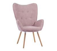 MEUBLE COSY Sillones de salón Butaca nórdica sillón Acolchado con Reposabrazos y Patas de Madera, Rosa, 68 x 73 x 106 cm