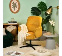 MEUBLE Cosy Sillones de salón Giratoria Butaca Altura Ajustable con Reposabrazos en Tela de Pana, Amarillo