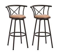 MEUBLE COSY Taburetes de Bar Juego de 2, Sillas de Cocina en Piel Sintética, Giratorio en 360° con Respaldo y Reposapiés, Asiento Acolchado de 75,5 cm de Alto, Patas de Acero
