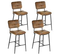 MEUBLE COSY Taburetes de Bar Juego de 4 Sillas de Cocina, Asiento Acolchado de Gamuza con Respaldo y ReposapiéS, 69 Cm de Altura, Patas de Acero, MarróN