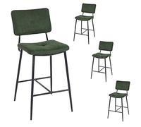 MEUBLE COSY Taburetes de Bar Juego de 4, Sillas de Cocina con Respaldo y Reposapiés, Asiento Acolchado de 69 cm de Alto, Patas de Acero