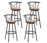 MEUBLE COSY Taburetes de Bar Juego de 4, Sillas de Cocina en Piel Sintética, Giratorio en 360° con Respaldo y Reposapiés, Asiento Acolchado de 75,5 cm de Alto, Patas de Acero