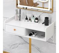 Meuble de Rangement Mural suspendu pour Salon de beauté, Avec tiroir et Table ouverte, Blanc, 60 x 30 x 16 cm