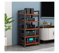 Meuble Multimedia HiFi de 5 Niveles con estantes de Madera Ajustables en Altura for Sala de Estar y Cine en casa. Ideal for Reproductores de CD y Equipos de Sonido.(Brown)