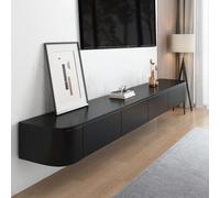 Meuble TV Suspendu Meuble Tele Noir avec Rangement Elégant Meuble TV Bois Table Television Salon Convient pour Le Salon et la Chambre à Coucher (Noir 200 cm)