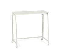 Meubles cosy mesa plegable de escritorio portátil con ruedas de acero y tablero de melamina en color blanco 80x40x74 cm ideal para oficina hogar estudio ordenador compacta y fácil de guardar